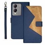 For vivo Y17S idewei Two-color Splicing Leather Phone Case(Blue)