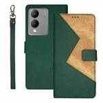 For vivo Y17S idewei Two-color Splicing Leather Phone Case(Green)