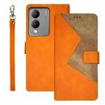 For vivo Y17S idewei Two-color Splicing Leather Phone Case(Orange)