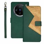 For vivo X100 Pro idewei Two-color Splicing Leather Phone Case(Green)