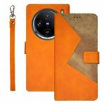 For vivo X100 Pro idewei Two-color Splicing Leather Phone Case(Orange)