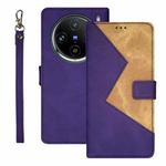 For vivo X100 Pro idewei Two-color Splicing Leather Phone Case(Purple)