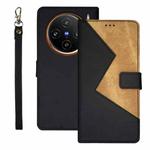 For vivo X100 idewei Two-color Splicing Leather Phone Case(Black)