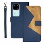 For vivo V30 idewei Two-color Splicing Leather Phone Case(Blue)