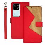 For vivo V30 idewei Two-color Splicing Leather Phone Case(Red)