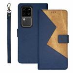 For vivo V30 Pro idewei Two-color Splicing Leather Phone Case(Blue)