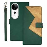 For vivo V40 5G idewei Two-color Splicing Leather Phone Case(Green)