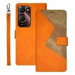 For vivo Y28s 5G idewei Two-color Splicing Leather Phone Case(Orange)