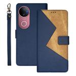 For vivo V50 5G Global idewei Two-color Splicing Leather Phone Case(Blue)
