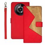 For Realme 11 Pro idewei Two-color Splicing Leather Phone Case(Red)