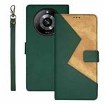 For Realme 11 Pro idewei Two-color Splicing Leather Phone Case(Green)