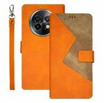 For Realme 13+ 5G idewei Two-color Splicing Leather Phone Case(Orange)