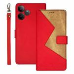 For Realme GT 6 5G Taiwan, China idewei Two-color Splicing Leather Phone Case(Red)