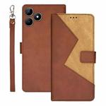 For Realme Note 50 idewei Two-color Splicing Leather Phone Case(Brown)