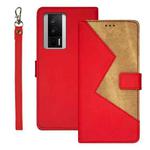 For Xiaomi Poco F5 Pro 5G idewei Two-color Splicing Leather Phone Case(Red)