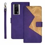 For Xiaomi Poco F5 Pro 5G idewei Two-color Splicing Leather Phone Case(Purple)