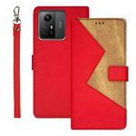 For Xiaomi Redmi Note 12S idewei Two-color Splicing Leather Phone Case(Red)