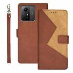 For Xiaomi Redmi Note 12S idewei Two-color Splicing Leather Phone Case(Brown)