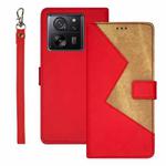 For Xiaomi 13T idewei Two-color Splicing Leather Phone Case(Red)