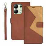 For Xiaomi Redmi Note 13 4G Global idewei Two-color Splicing Leather Phone Case(Brown)