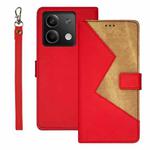 For Xiaomi Redmi Note 13 5G idewei Two-color Splicing Leather Phone Case(Red)