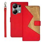 For Xiaomi Redmi Note 13 Pro 4G idewei Two-color Splicing Leather Phone Case(Red)