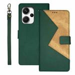 For Xiaomi Redmi Note 13 Pro+ 5G idewei Two-color Splicing Leather Phone Case(Green)