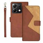 For Xiaomi Poco X6 5G idewei Two-color Splicing Leather Phone Case(Brown)