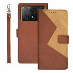 For Xiaomi Poco X6 Pro 5G idewei Two-color Splicing Leather Phone Case(Brown)