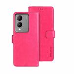 For vivo Y17s 4G Global idewei Crazy Horse Texture Leather Phone Case(Rose Red)