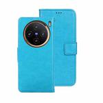 For vivo X100 idewei Crazy Horse Texture Leather Phone Case(Sky Blue)