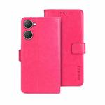 For vivo Y03 4G Global idewei Crazy Horse Texture Leather Phone Case(Rose Red)