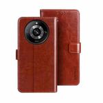 For Realme 11 Pro idewei Crazy Horse Texture Leather Phone Case with Holder(Brown)
