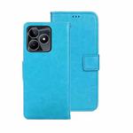 For Realme C53 / Narzo N53 idewei Crazy Horse Texture Leather Phone Case with Holder(Sky Blue)