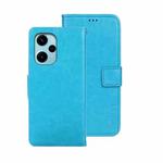 For Xiaomi Poco F5 5G idewei Crazy Horse Texture Leather Phone Case(Sky Blue)