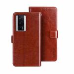 For Xiaomi Poco F5 Pro 5G idewei Crazy Horse Texture Leather Phone Case(Brown)