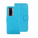 For Xiaomi Poco F5 Pro 5G idewei Crazy Horse Texture Leather Phone Case(Sky Blue)