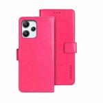 For Xiaomi Redmi 12 4G idewei Crazy Horse Texture Leather Phone Case(Rose Red)