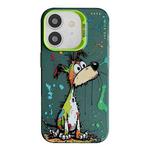 For iPhone 11 Animal Pattern Oil Painting Series PC + TPU Phone Case(Green Dog)
