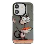 For iPhone 12 Animal Pattern Oil Painting Series PC + TPU Phone Case(Eating Rat)