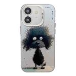 For iPhone 12 Animal Pattern Oil Painting Series PC + TPU Phone Case(Black Dog)