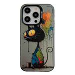 For iPhone 12 Pro Max Animal Pattern Oil Painting Series PC + TPU Phone Case(Black Cat)