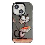 For iPhone 14 Animal Pattern Oil Painting Series PC + TPU Phone Case(Eating Rat)