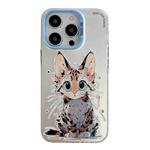 For iPhone 15 Pro Max Animal Pattern Oil Painting Series PC + TPU Phone Case(Stupid Cat)