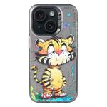 For iPhone 15 Animal Pattern Oil Painting Series PC + TPU Phone Case(Colorful Tiger)