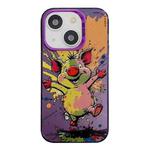 For iPhone 15 Animal Pattern Oil Painting Series PC + TPU Phone Case(Happy Pig)