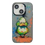 For iPhone 15 Animal Pattern Oil Painting Series PC + TPU Phone Case(Wrath Duck)
