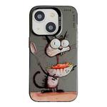 For iPhone 15 Plus Animal Pattern Oil Painting Series PC + TPU Phone Case(Eating Rat)