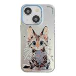 For iPhone 15 Plus Animal Pattern Oil Painting Series PC + TPU Phone Case(Stupid Cat)