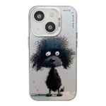 For iPhone 15 Plus Animal Pattern Oil Painting Series PC + TPU Phone Case(Black Dog)